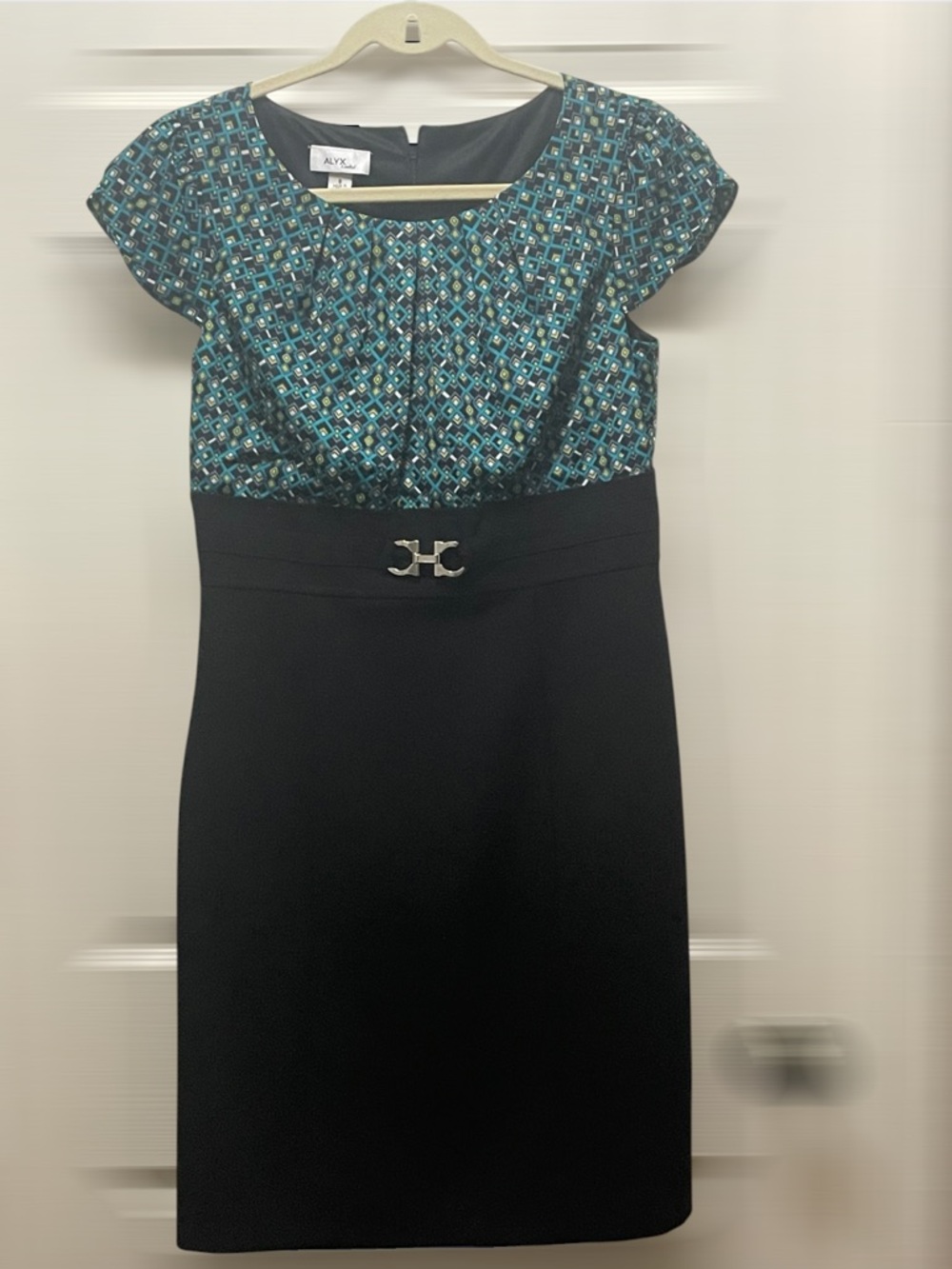 Alyx Limited Black Dress with Teal Patterned Bodice